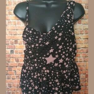 American Rag Cie Tank Top Black Chiffon Wrap Tank